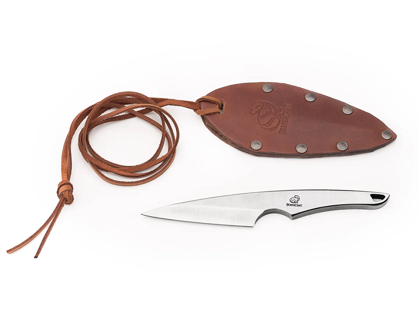 Cutite Bushcraft - NCK2 – Neck Knife, Teaca Piele, 15.2 cm