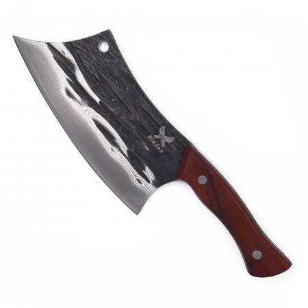 Satare Bucatarie - Satar Almazan Bison II, Bucatarie & Camping, Finisaj Wave, Otel 5Cr15, Maner Lemn Red Sandalwood, 27 cm