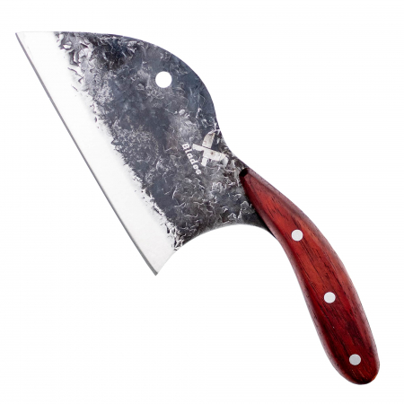 Satare Bucatarie - Satar Swan, Bucatarie & Camping, Finisaj Hammered, Otel 5Cr13Mov, Maner Lemn Yellow Rose Wood, 32 cm