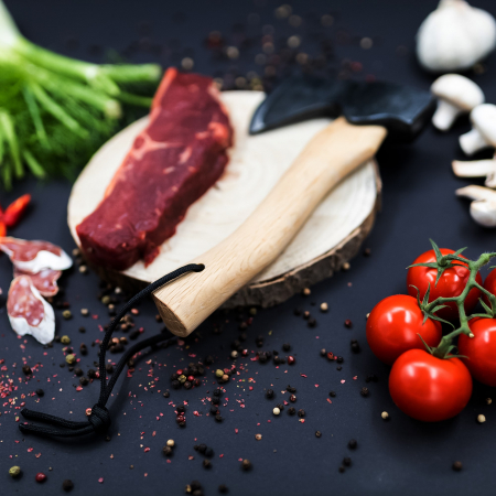 Toporisca Hatchet, Camping & Drumetie, Forjat Manual, Otel Carbon, Maner Lemn Frasin, 24 cm [3]