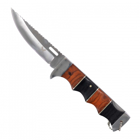 Outlet - EDC08 zsebkés, kempingezés és túrázás, Acél 440B, Fa nyél, 23 cm / 12 cm