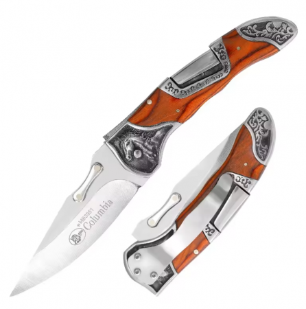 % Halloween Sale % - Джобен нож EDC12, къмпинг и туризъм, неръждаема стомана 7Cr13, дървена дръжка, 20,5 см