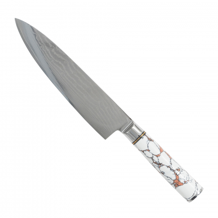 Професионални ножове - Професионален кухненски нож Chef02, VG10 дамаска стомана, каменна дръжка, 32,5 cm