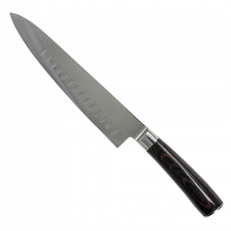 Професионални ножове - Професионален кухненски нож Chef05, VG10 дамаска стомана, стабилизирана дървена дръжка Pakka, 34 см