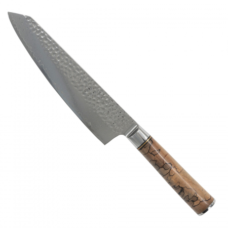 Професионални ножове - Професионален кухненски нож Chef08, VG10 дамаска стомана, дръжка от стабилизирано гранулирано дърво, 33 cm