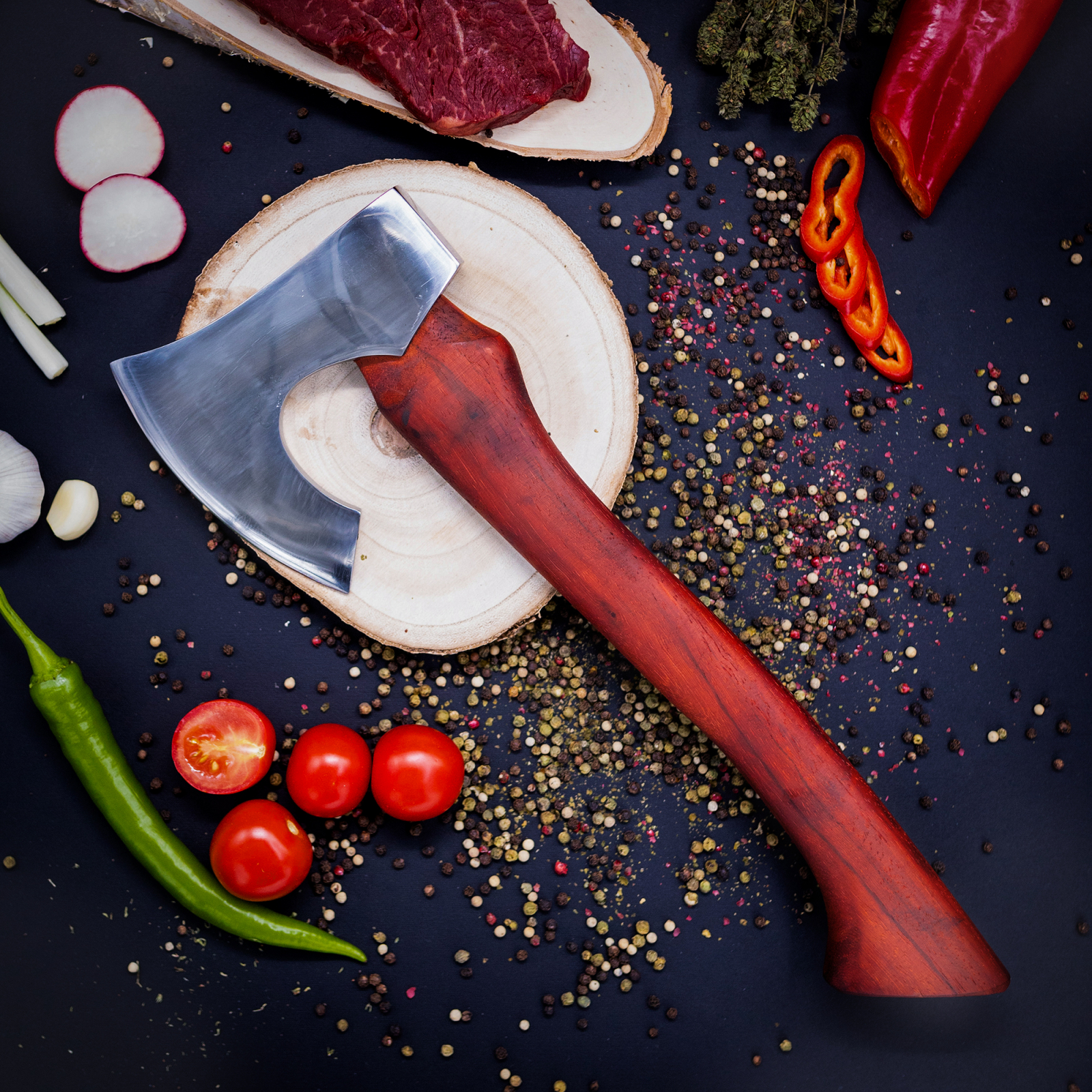 Hatchet SRV04, kert és kemping, kézi kovácsolt, szénacél, bükk fogantyú, 42 cm [3]