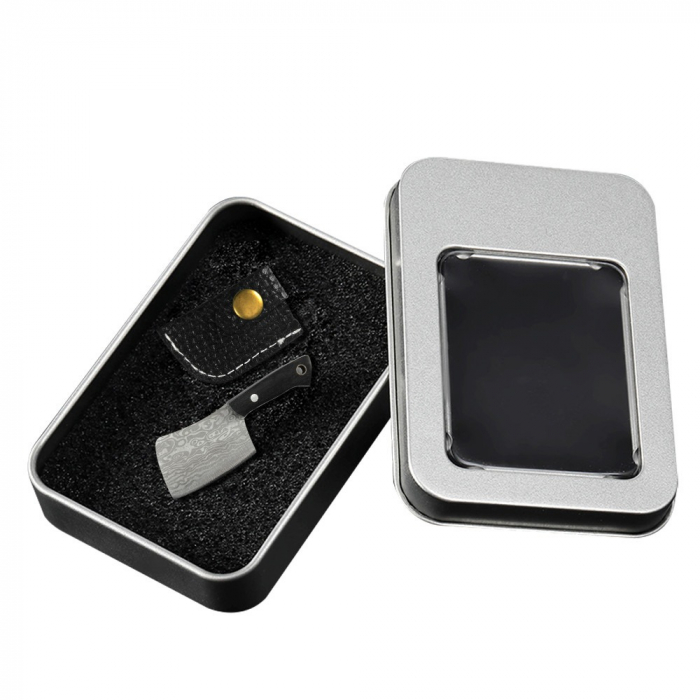 Přívěsek na klíče Mini-Satar, povrchová úprava damaškovým vzorem, dřevěná rukojeť, pouzdro a krabice v ceně,, Blades® [1]