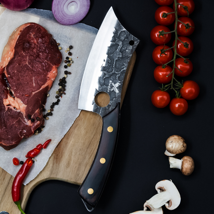Sekáček Calf, povrchová úprava s kladivem, ocel 3Cr13Mov, dřevěná rukojeť Pakka, 29 cm [2]