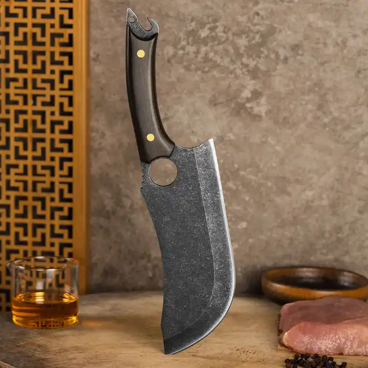 Nůž Battle, Kuchyně & Kemping, Černý Finiš, Ocel 5Cr13, Rukojeť z Ebenového Dřeva, 30 cm [2]