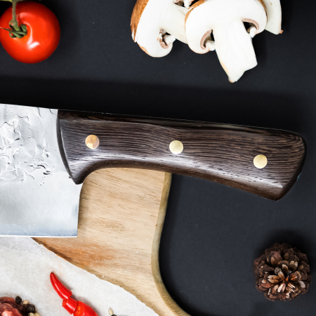 Hawk Sekáček, Hammered Finish, ocel 5Cr15, dřevěná rukojeť Wenge, 30 cm, Blades® [3]