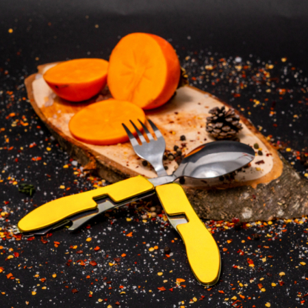 Kempingové skládací příbory, lžíce, vidlička, nůž, otvírák na pivo, přenosný, odnímatelný, nerezová ocel [2]