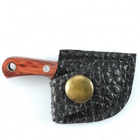 Mini nůž na klíče, povrchová úprava damaškovým vzorem, dřevěná rukojeť, pouzdro a krabice v ceně, Blades®