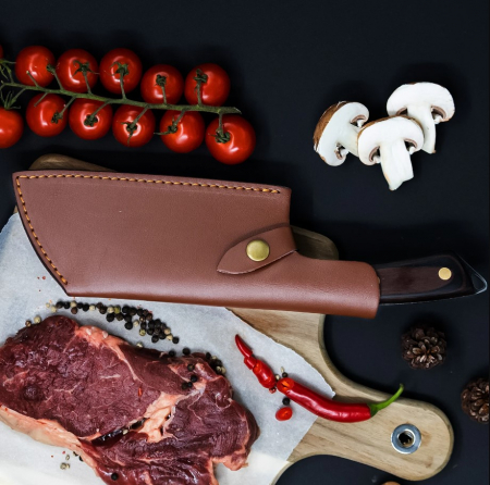 Sekáček Calf, povrchová úprava s kladivem, ocel 3Cr13Mov, dřevěná rukojeť Pakka, 29 cm [3]