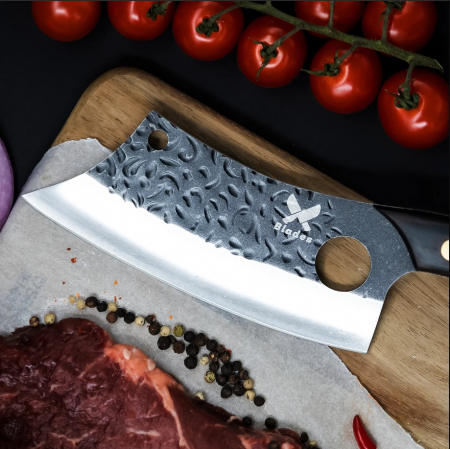 Sekáček Calf, povrchová úprava s kladivem, ocel 3Cr13Mov, dřevěná rukojeť Pakka, 29 cm [4]