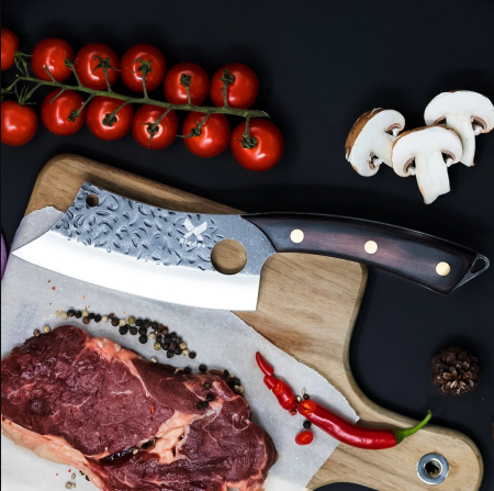 Sekáček Calf, povrchová úprava s kladivem, ocel 3Cr13Mov, dřevěná rukojeť Pakka, 29 cm [2]