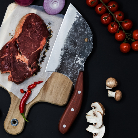 Swan Sekáček, Hammered Finish, 5Cr13 fialová ocel, rukojeť ze žlutého růžového dřeva, 32 cm [2]