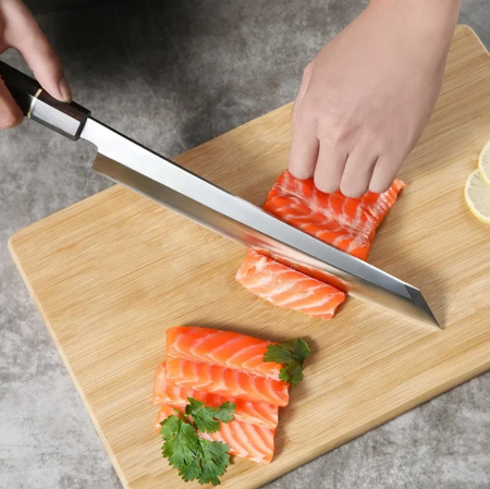 Nůž na Sashimi, Kuchyně, Jednoduchý Finiš, Nerezová Ocel VG10, Rukojeť z Ebenového Dřeva, 43 cm [1]