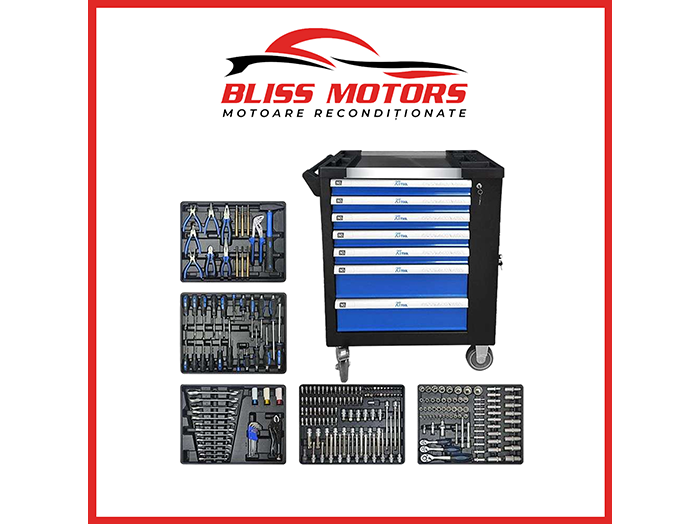 carucior scule RT244A 7 sertare 244 piese blue line profesional [1]