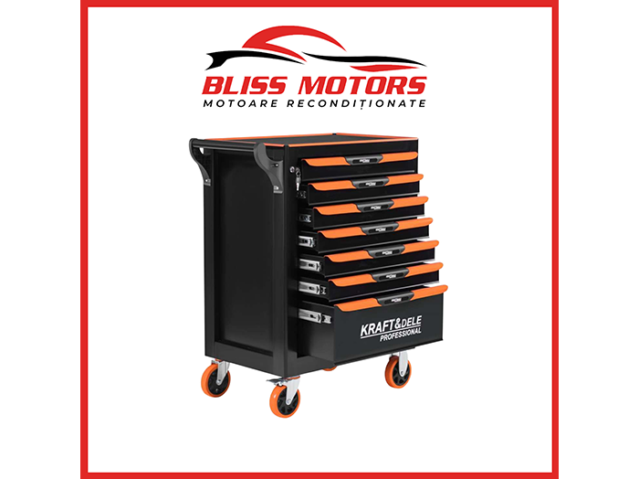 dulap scule Kraft&Dele KD10497 profesional 7 sertare orange line [1]