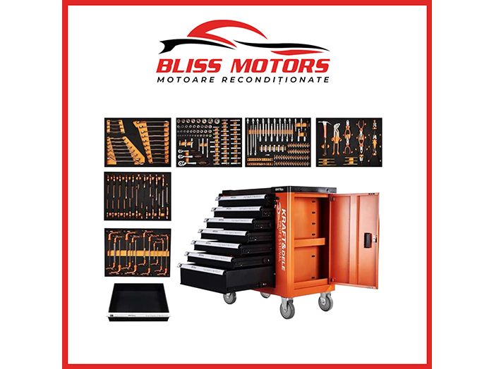 dulap scule Kraft&Dele KD10945 468 piese 7 sertare dulap lateral orange line [1]