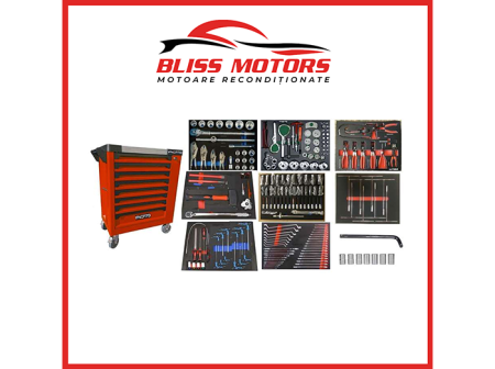 Scule - carucior scule RT202A 7 sertare 202 piese invento red line profesional