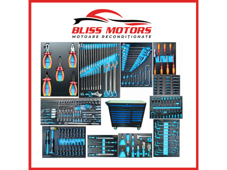 Scule - carucior scule RT359A 12 sertare 360 piese eva blue carbon profesional