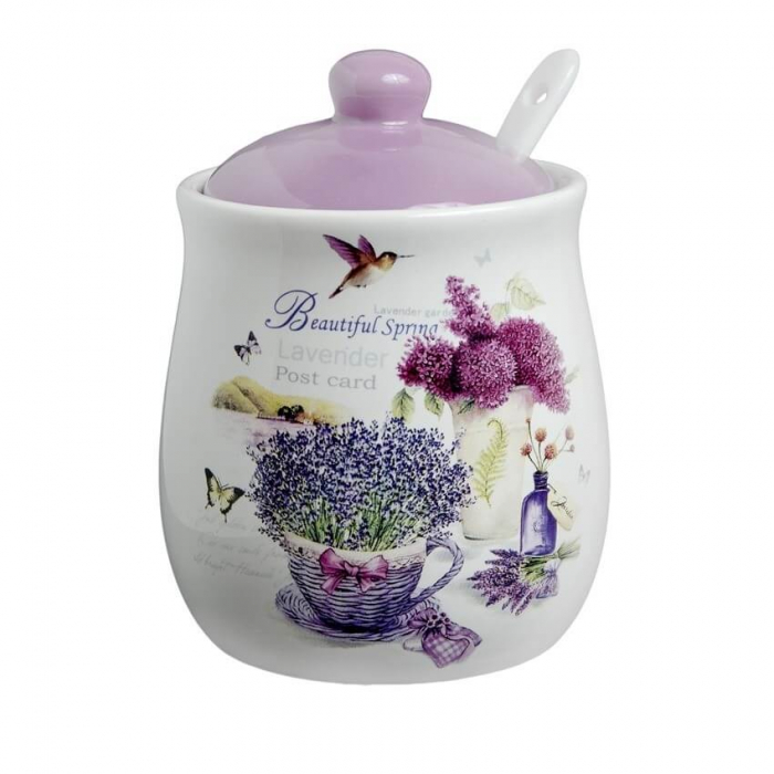 Set 3 recipiente pentru condimente cu lingurite model lavanda [2]