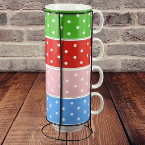Set 4 cesti realizate din ceramica pe suport, cu bulinute [1]