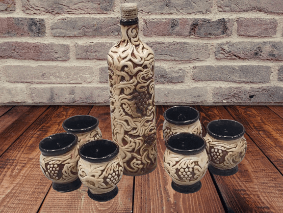 Set sticla si 6 pahare din ceramica [1]
