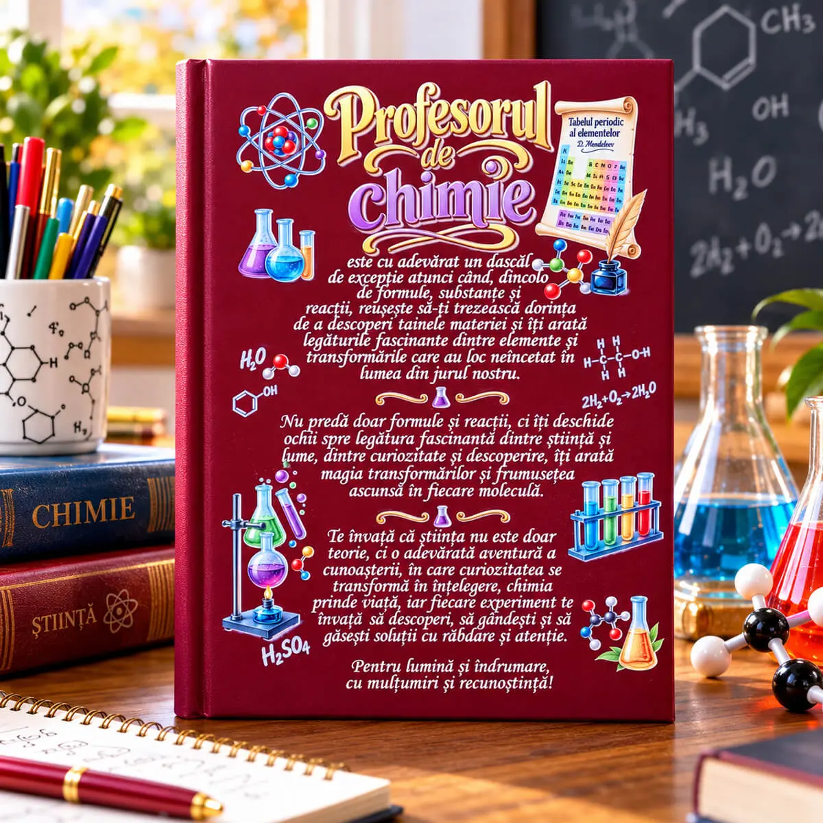 Cadouri pentru bărbați - Agendă personalizată pentru profesor de chimie, A5, 22 × 15 cm - imagine principală