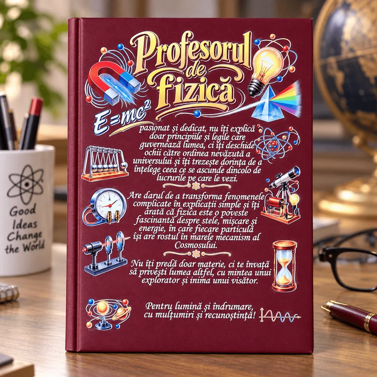 Cadouri pentru profesori și absolvire - Agendă personalizată pentru profesor de fizică, A5, 22 × 15 cm - imagine principală