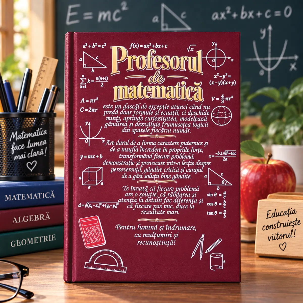 Agendă personalizată pentru profesor de matematică, Model 2, A5, 22 × 15 cm - imagine principală [0]
