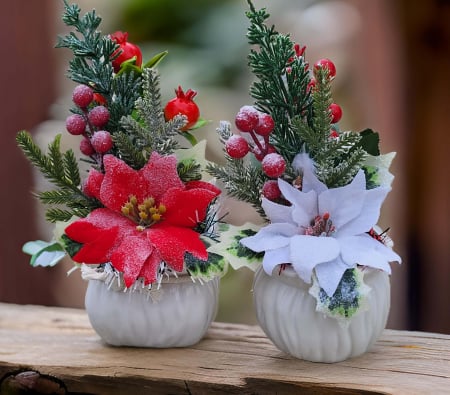 Decoratiuni din ceramica si sticla - Aranjament de Craciun cu Minighiveci si Craciunita- model 3