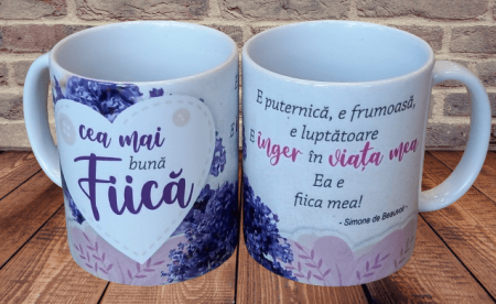 Cani personalizate - Cana cu mesaj "Pentru cea mai buna fiica"