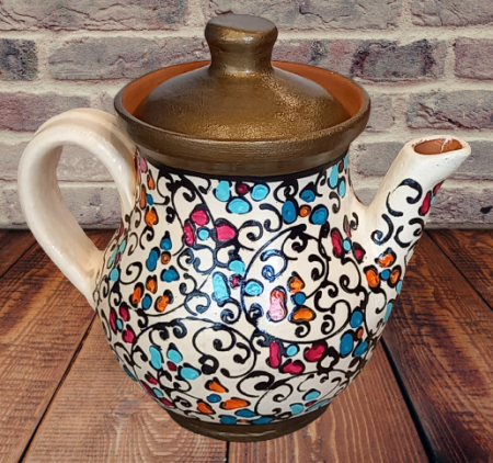 Ceainic/ Bomboniera/ Biscuitar din ceramica realizat si pictat manual- Art Nouveau-2 [1]