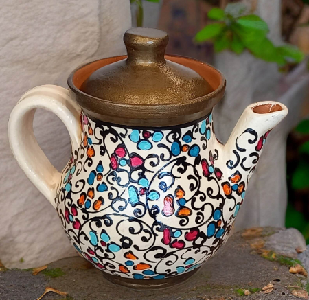 Ceainic/ Bomboniera/ Biscuitar din ceramica realizat si pictat manual- Art Nouveau-2 [0]