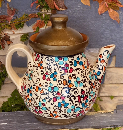 Ceainic/ Bomboniera/ Biscuitar din ceramica realizat si pictat manual- Art Nouveau [0]