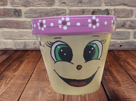 Noutati - Ghiveci cu ochisori- Pictat manual-13x14 cm -model 1