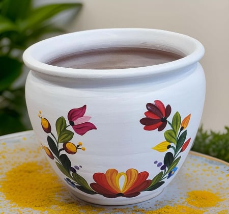 Ghivece&Accesorii gradina - Ghiveci din ceramica, Pictat manual, Inaltime 13 cm- model 35