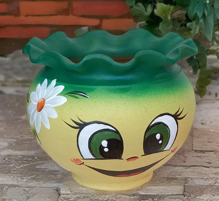 Ghivece&Accesorii gradina - Ghiveci mediu tip sac, cu ochisori- Pictat manual -model 6