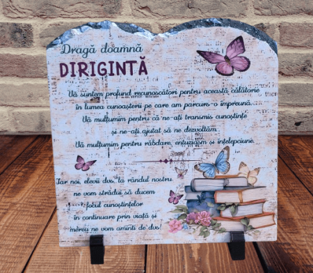 Tablouri personalizate - Placa ardezie cu mesaj pt. dna diriginta