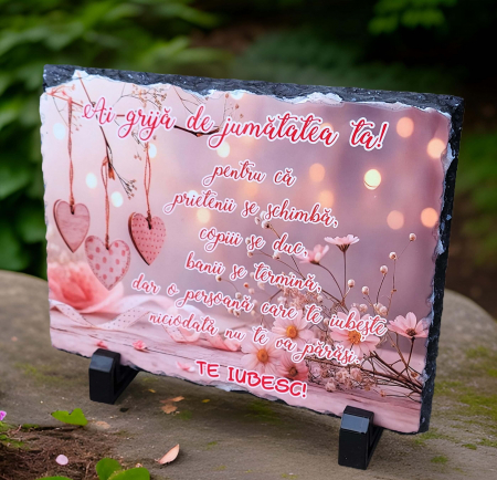 Placi Ardezie Personalizate - Placa de ardezie- Ai grija de jumatatea ta