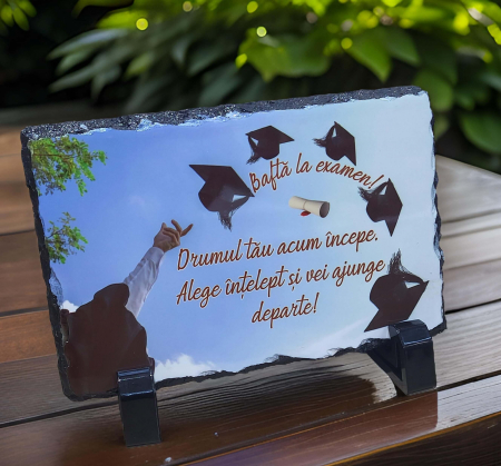 Placi Ardezie Personalizate - Placa de ardezie "Bafta la examen!"