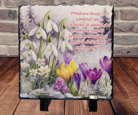 Noutati - Placa de ardezie cu mesaj de primavara