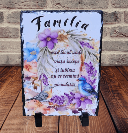 Placi Ardezie Personalizate - Placa de ardezie, cu mesaj Familia