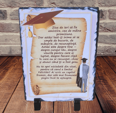 Placi Ardezie Personalizate - Placa de ardezie, cu mesaj pentru absolvent