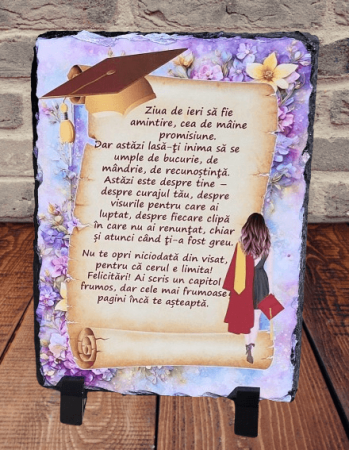 Placi Ardezie Personalizate - Placa de ardezie, cu mesaj pentru absolventa