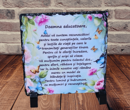 Placi Ardezie Personalizate - Placa de ardezie, cu mesaj pentru educatoare