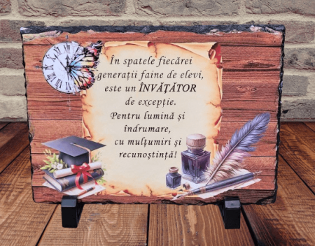 Placi Ardezie Personalizate - Placa de ardezie, cu mesaj pentru invatator