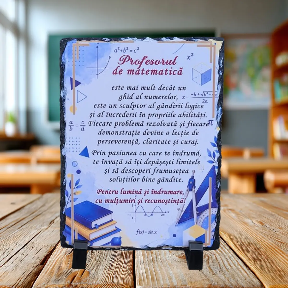 Noutati - Placa de ardezie, cu mesaj pentru profesorul de matematica